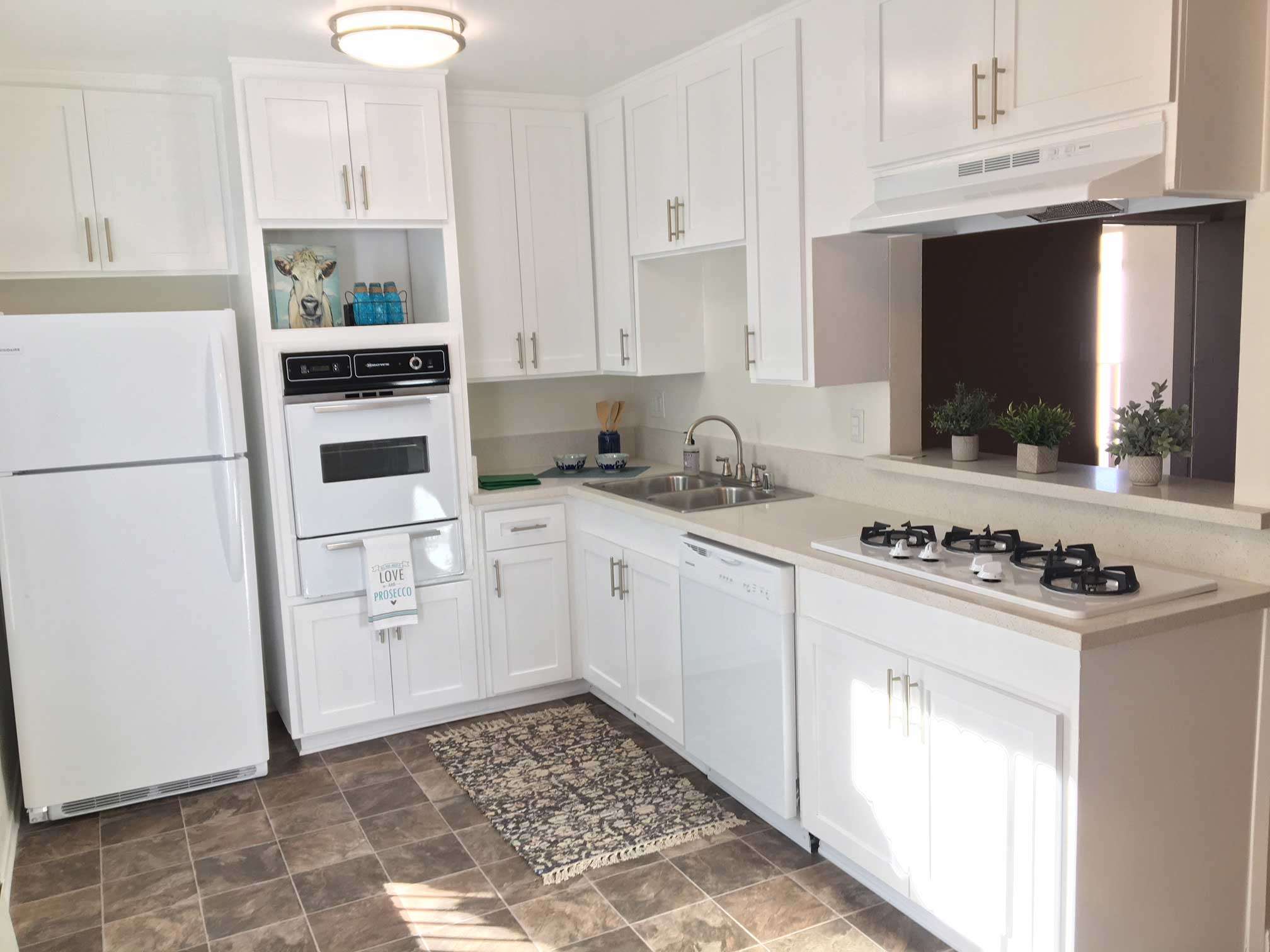 San Fernando Valley Collection renovated kitchen with white shaker cabinets