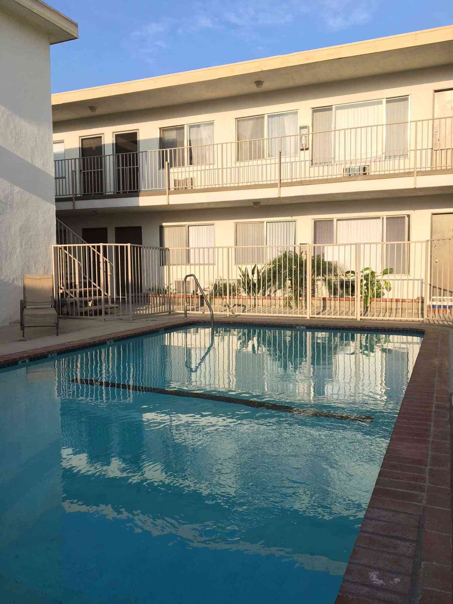 refreshing swimming pool and resident balconies